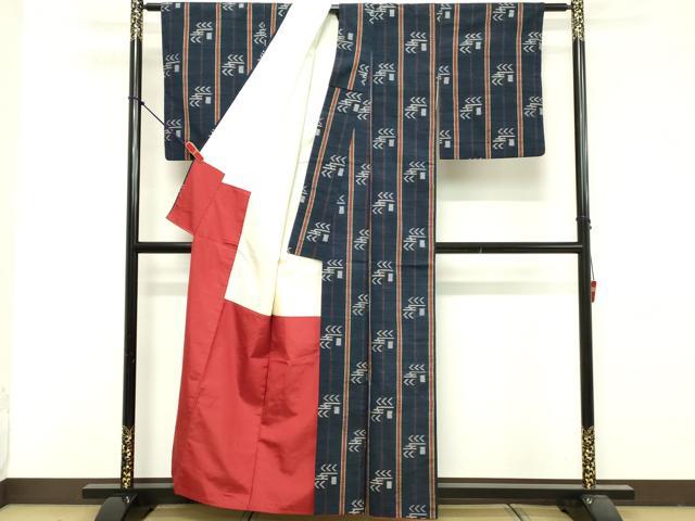 平和屋着物■上質な紬 抽象間道 正絹 逸品 DABF9686cd