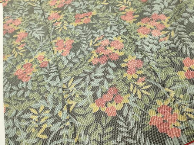 平和屋着物■上質な紬 草花文 正絹 逸品 DABF9718cd