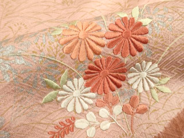 平和屋着物■色留訪問着 総刺繍 絞り 草花文 金銀彩 正絹 逸品 DABF9729cd