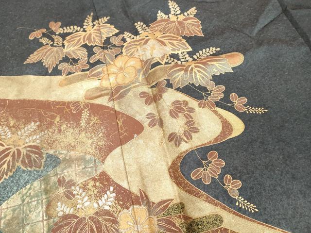 平和屋着物■訪問着 流水草花文 金彩 正絹 逸品 DABF9733cd