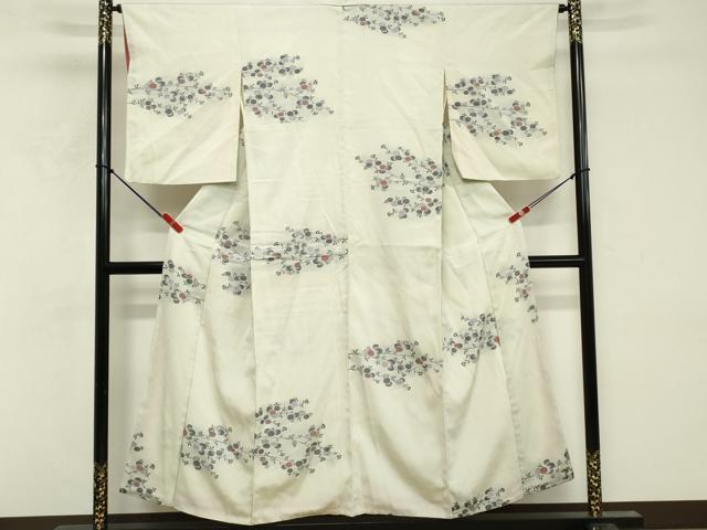 平和屋着物■上質な小紋 南天文 銀糸 鬼しぼ縮緬 正絹 逸品 DABF9737cd