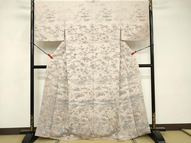 平和屋着物■訪問着 渡橋人物風景文 暈し染め 鬼しぼ縮緬 正絹 逸品 DABF9745cd