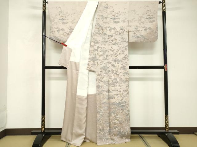 平和屋着物■訪問着 渡橋人物風景文 暈し染め 鬼しぼ縮緬 正絹 逸品 DABF9745cd