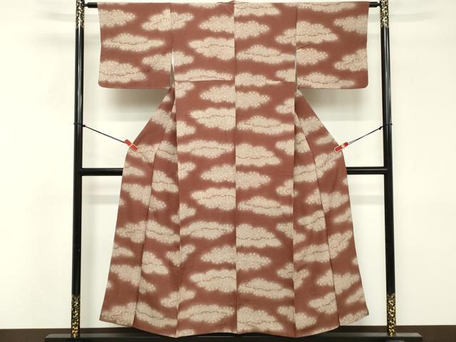 平和屋着物■上質な小紋 雲重ね花文 正絹 逸品 DABF9758cd