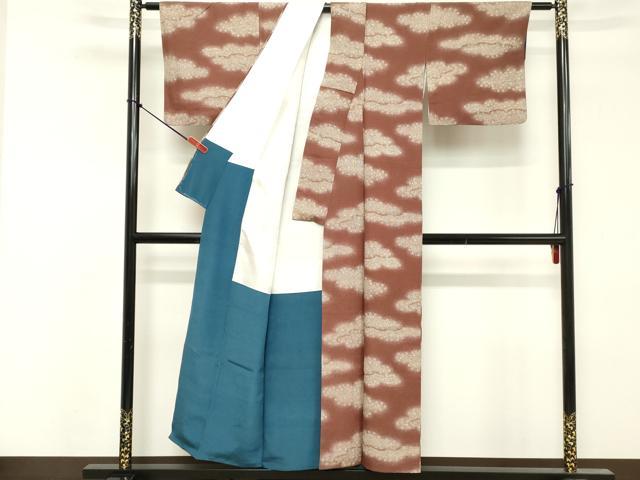 平和屋着物■上質な小紋 雲重ね花文 正絹 逸品 DABF9758cd