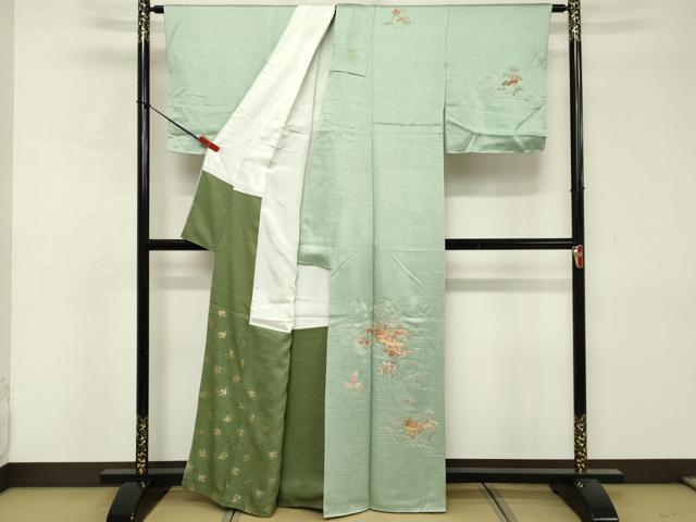 平和屋着物■訪問着 駒刺繍 総刺繍 風景花文 金糸 正絹 逸品 DABF9762cd