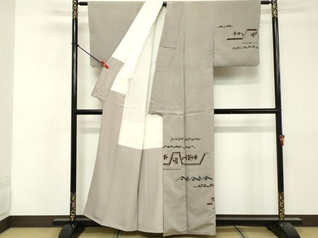 平和屋着物■訪問着 紬地 抽象文様 正絹 逸品 DABF9778cd