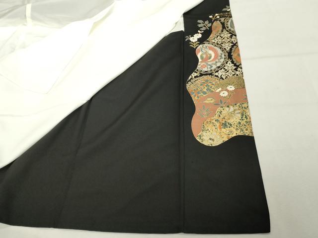 平和屋着物■豪華黒留袖 こま 飛鶴花丸文 金銀彩 正絹 逸品 DABF9810cd