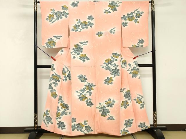 平和屋着物■上質な小紋 枝花文 暈し染め 正絹 逸品 DABF9834cd