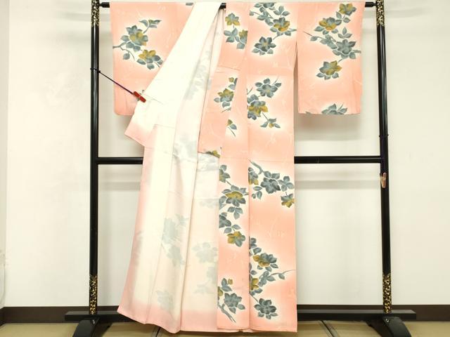 平和屋着物■上質な小紋 枝花文 暈し染め 正絹 逸品 DABF9834cd