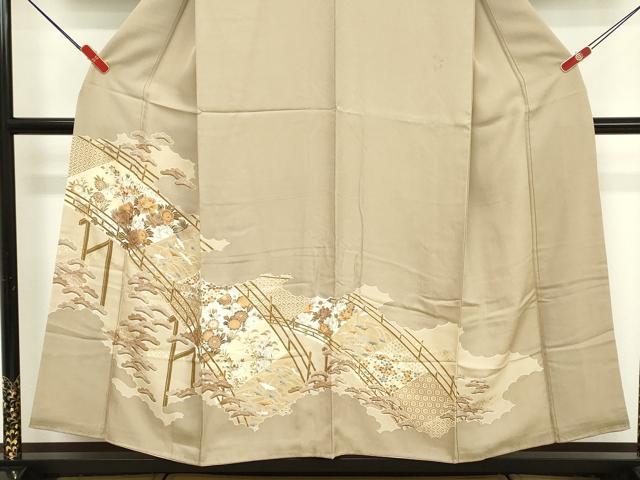 平和屋着物■訪問着 渡橋花文 金彩 正絹 逸品 DABF9838cd