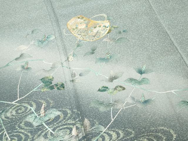 平和屋着物■訪問着 駒刺繍 流水草花文 暈し染め 金銀彩 正絹 逸品 DABF9863cd