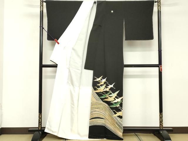 平和屋着物■豪華黒留袖 作家物 飛鶴 金彩 正絹 逸品 DABF9890cd