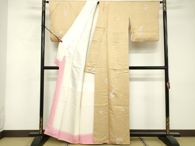平和屋着物■上質な小紋 草花文 金彩 正絹 逸品 DABF9924cd