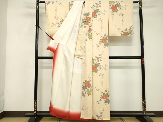 平和屋着物■上質な小紋 枝花文 金彩 正絹 逸品 DABF9951cd