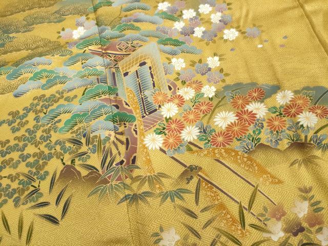 平和屋着物■豪華色留袖 御所車花文 金彩 正絹 逸品 DABF9984cd