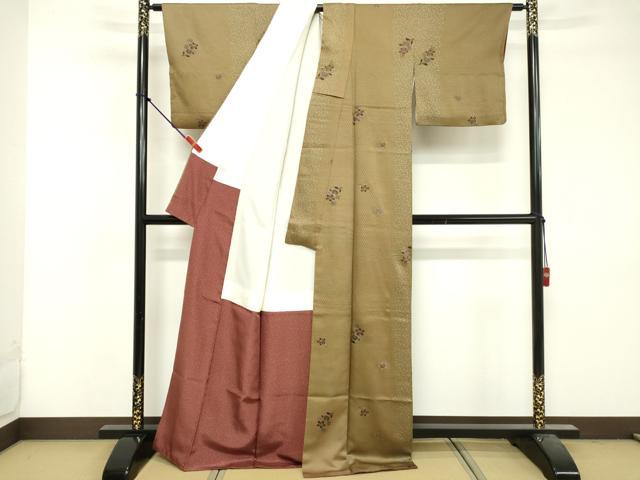 平和屋着物■上質な小紋 草花文 金彩 正絹 逸品 DABF9985cd