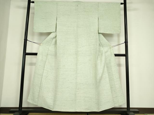 平和屋着物▽上質な紬 単衣 霞文 銀通し地 正絹 逸品 DABG0004az