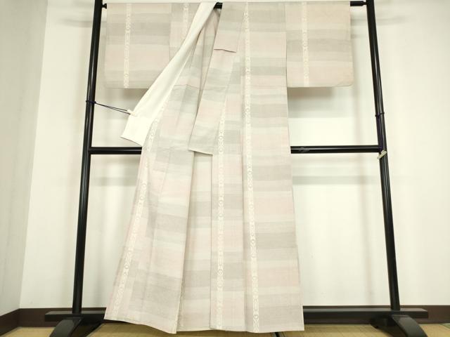平和屋着物▽本塩沢 単衣 花間道 正絹 逸品 DABG0008az