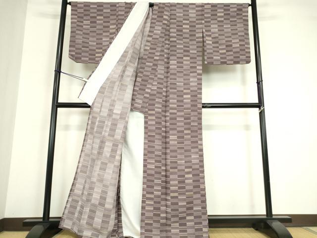 平和屋着物▽小紋 単衣 変わり市松文 洗える着物 DABG0009az