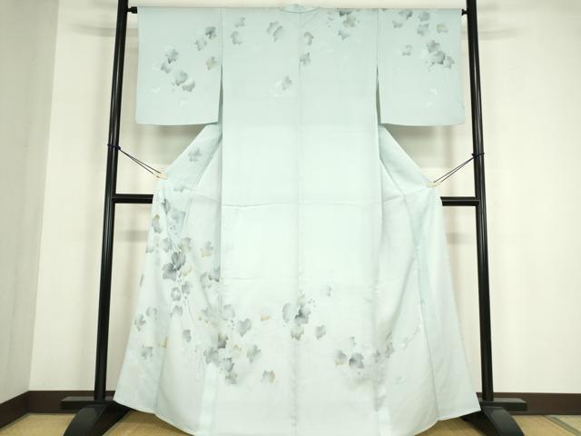 平和屋着物▽訪問着 単衣 地紋起こし 葡萄蔦の葉文 正絹 逸品 DABG0021az