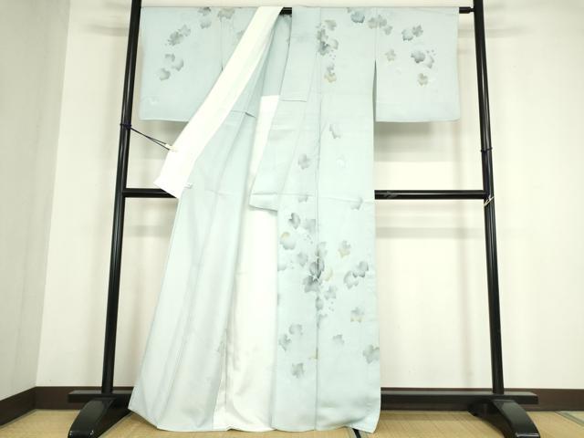 平和屋着物▽訪問着 単衣 地紋起こし 葡萄蔦の葉文 正絹 逸品 DABG0021az