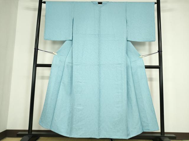 平和屋着物▽上質な色無地 単衣 南天地紋 空色 正絹 逸品 DABG0025az