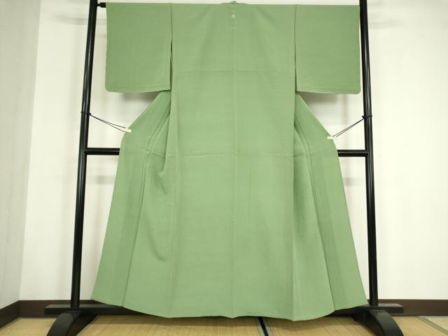 平和屋着物▽上質な色無地 単衣 柳染色 正絹 逸品 未使用 DABG0028az