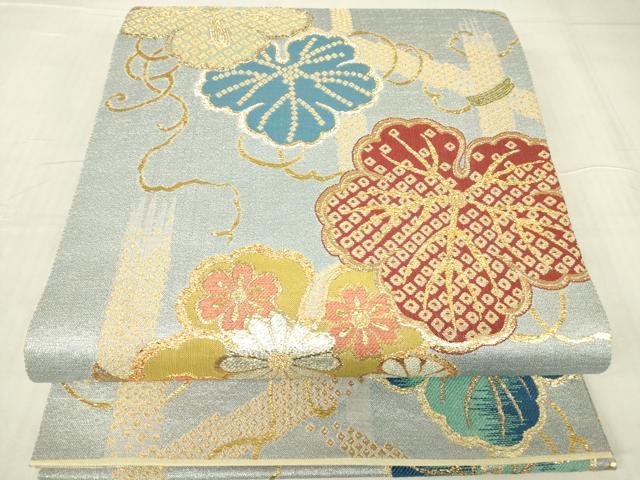 平和屋着物▽六通柄袋帯 スリーシーズン 春夏秋 蔦の葉文 金糸 正絹 逸品 DABG0101az