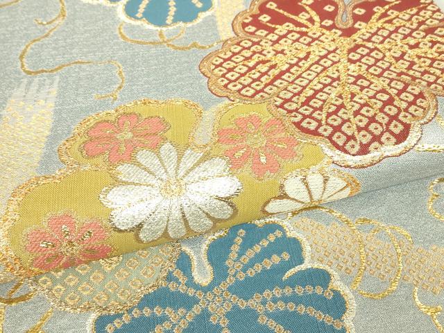平和屋着物▽六通柄袋帯 スリーシーズン 春夏秋 蔦の葉文 金糸 正絹 逸品 DABG0101az