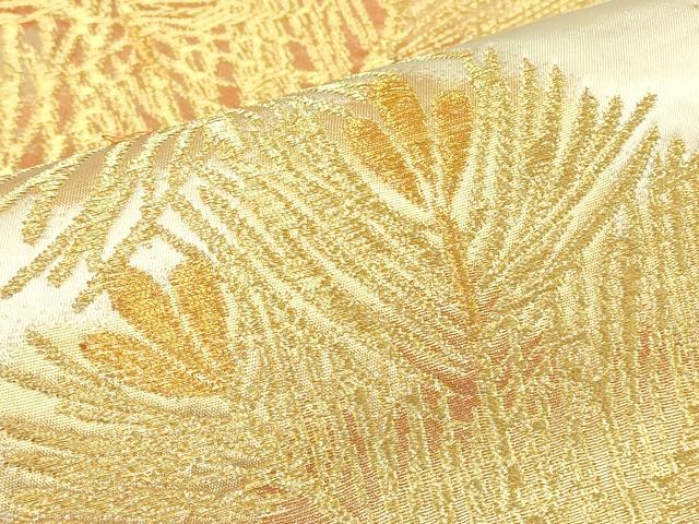 平和屋着物▼六通柄袋帯 若松葉文 金銀糸 正絹 逸品 DABG0164az