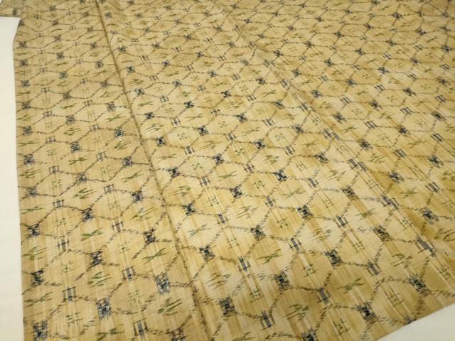 平和屋着物▽上質な紬 単衣 菱繋ぎ 正絹 逸品 DABG0210az