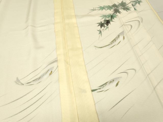 平和屋着物▽訪問着 無双 紗袷 紗×絽 魚文 鮎 手描き 正絹 逸品 未使用 DABG0211az