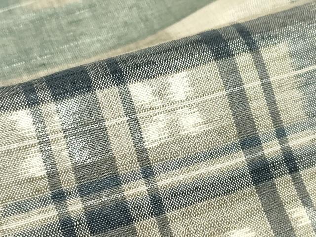 平和屋着物▽上質な紬 単衣 絣格子文様 正絹 逸品 DABG0213az