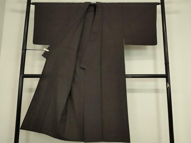 平和屋着物▽男性 結城紬 単衣 檳榔子染色 証紙付き 正絹 逸品 DABG0235az