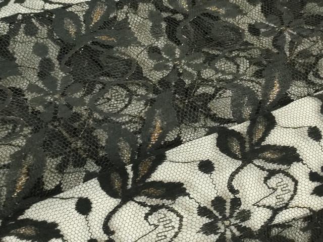 平和屋着物▽羽織 スリーシーズン 春夏秋 塵除け 総レース 草花文 黒地 金糸 逸品 DABG0237az