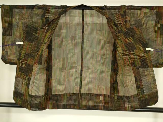 平和屋着物▽道行コート スリーシーズン 春夏秋 塵除け 変わり格子 正絹 逸品 DABG0251az
