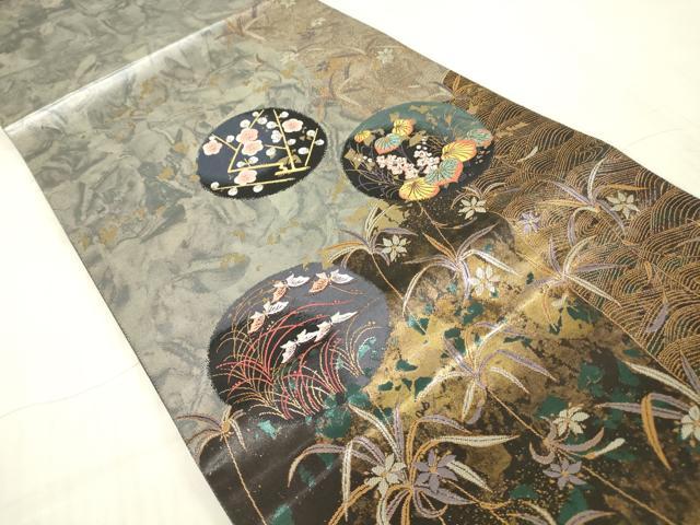 平和屋着物●西陣 とみや織物謹製 とみや帯 六通柄袋帯 清香の詩 引箔袋 金銀糸 正絹 逸品 DABG0305az