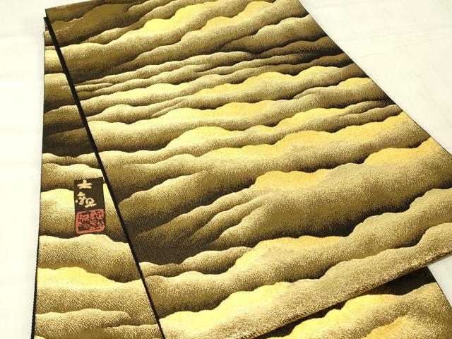 平和屋着物●近代日本画の巨匠 横山大観 じゅらく謹製 六通柄袋帯 朝陽霊峰・瑞雲 金糸 正絹 逸品 DABG0393az