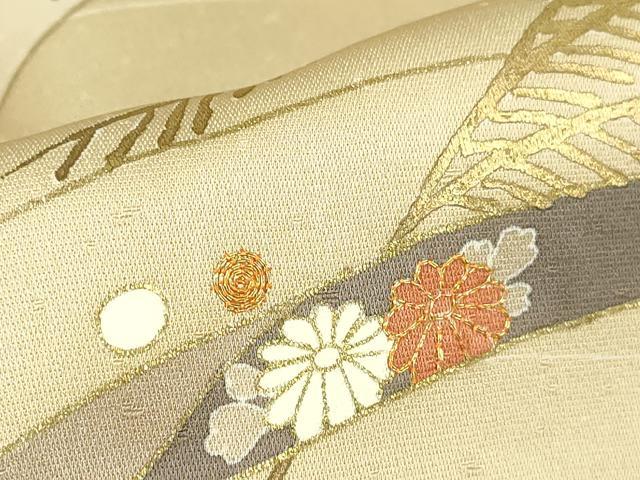 平和屋着物▽訪問着 単衣 駒刺繍 蔓帯花文 金彩 正絹 逸品 DABG0397az