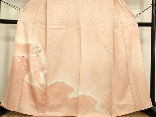 平和屋着物▽訪問着 単衣 刺繍 花車文 暈し染め 正絹 逸品 DABG0399az