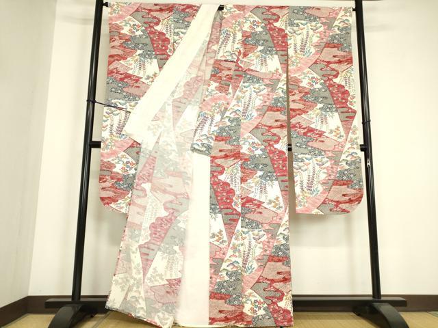 平和屋着物▽豪華振袖 単衣 霞取吉祥花文 正絹 逸品 DABG0402az