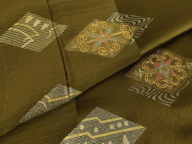 平和屋着物▽訪問着 単衣 駒刺繍 竹屋町刺繍 菱花文 金銀彩 正絹 逸品 未使用 DABG0414az