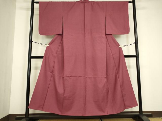 平和屋着物●上質な紬 背抜き 浅蘇芳色 正絹 逸品 DABG0433az