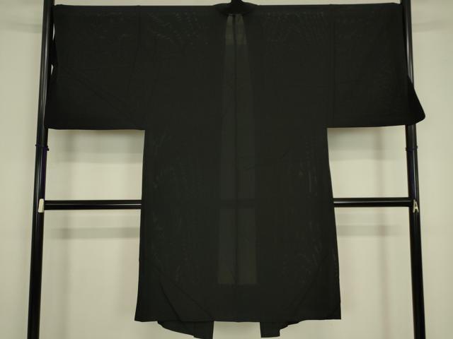 平和屋着物▽男性 長羽織 スリーシーズン 春夏秋 塵除け 絽 黒地 キングサイズ 正絹 逸品 DABG0437az