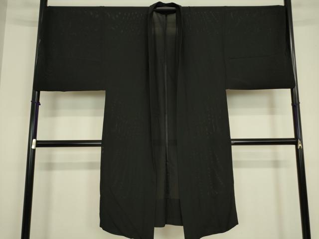 平和屋着物▽男性 長羽織 スリーシーズン 春夏秋 塵除け 絽 黒地 キングサイズ 正絹 逸品 DABG0437az