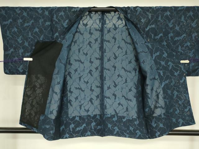 平和屋着物▽道行コート スリーシーズン 春夏秋 塵除け 蔦の葉文 正絹 逸品 DABG0441az