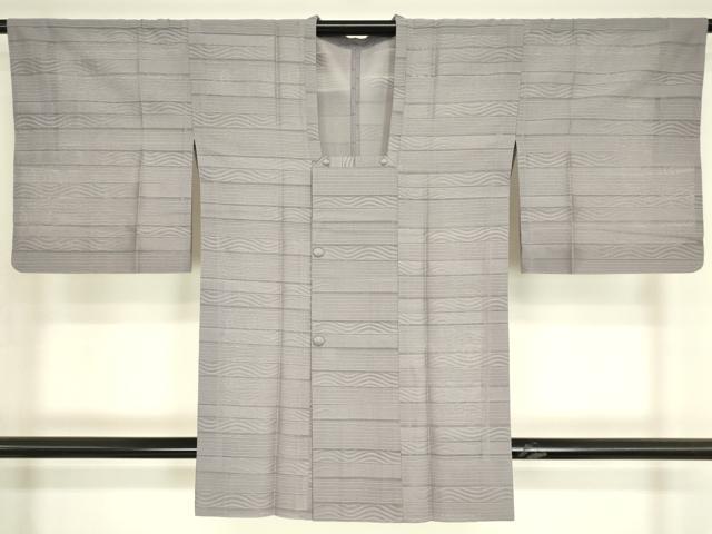 平和屋着物▽道行コート スリーシーズン 春夏秋 塵除け 横段紋紗 薄色 正絹 逸品 DABG0442az