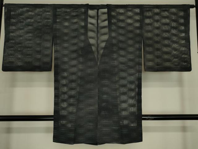 平和屋着物▽道行コート スリーシーズン 春夏秋 塵除け 変わり縞 ロング丈 正絹 逸品 DABG0445az