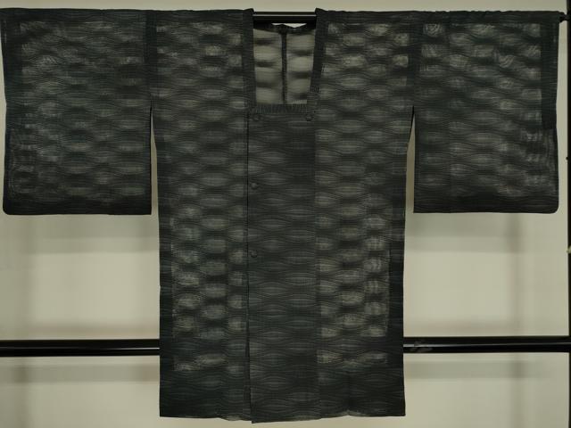 平和屋着物▽道行コート スリーシーズン 春夏秋 塵除け 変わり縞 ロング丈 正絹 逸品 DABG0445az